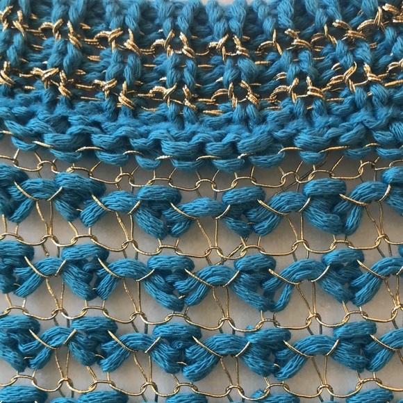 NWT ADORE Turquoise Silver Chain Link Crochet Layering Top Vest Women’s Small - Picture 3 of 16